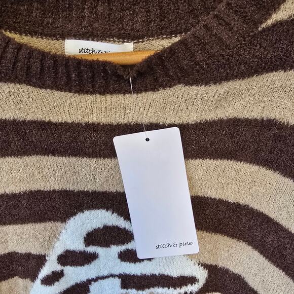 Stitch and Pine Coffee/Latte striped Mushroom Sweater - Picture 3 of 4